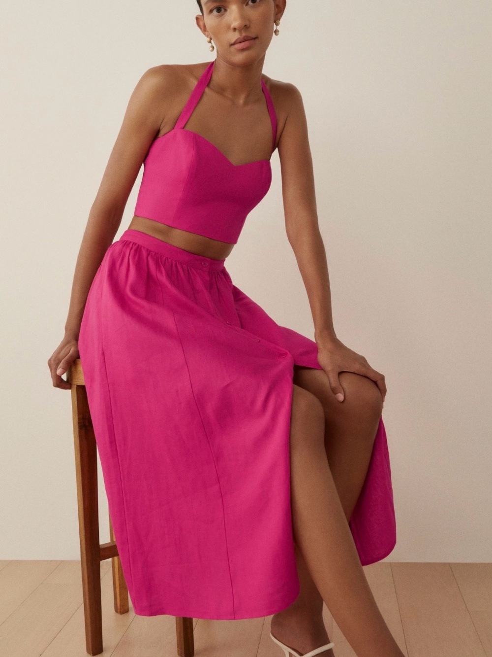 Reformation Orzo Linen Two-Piece Midi Skirt Set